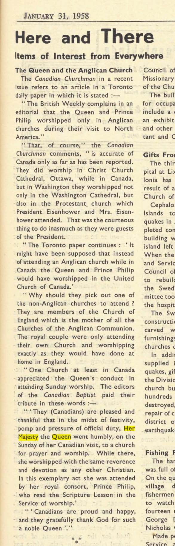 Gazette coverage of the Queen in Canada.