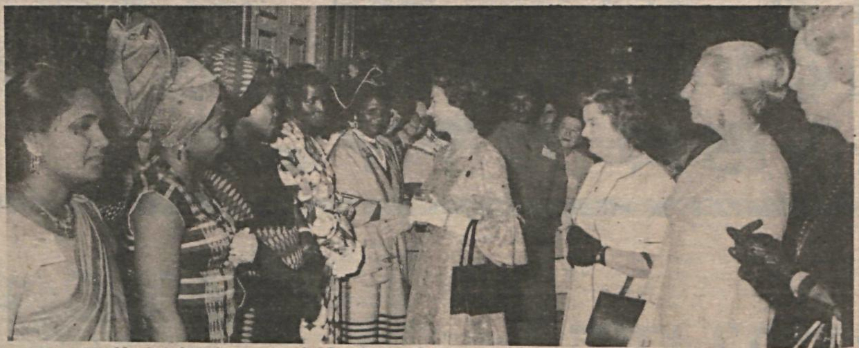 Meeting Mothers' Union members on the organisation's centenary, 1976.