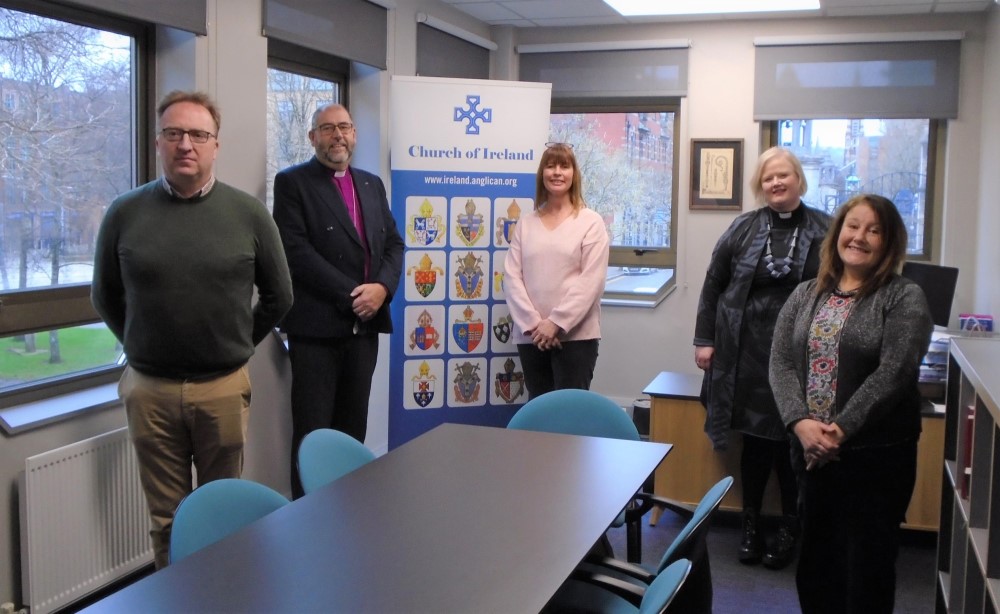 Rachael Murphy, the Church of Ireland's new Children and Families Development Officer (centre), with members of the Board for Ministry with Children and Families (from left): Dr Peter Hamill, Bishop George Davison, the Revd Catherine Simpson, and Ms Julie Currie.