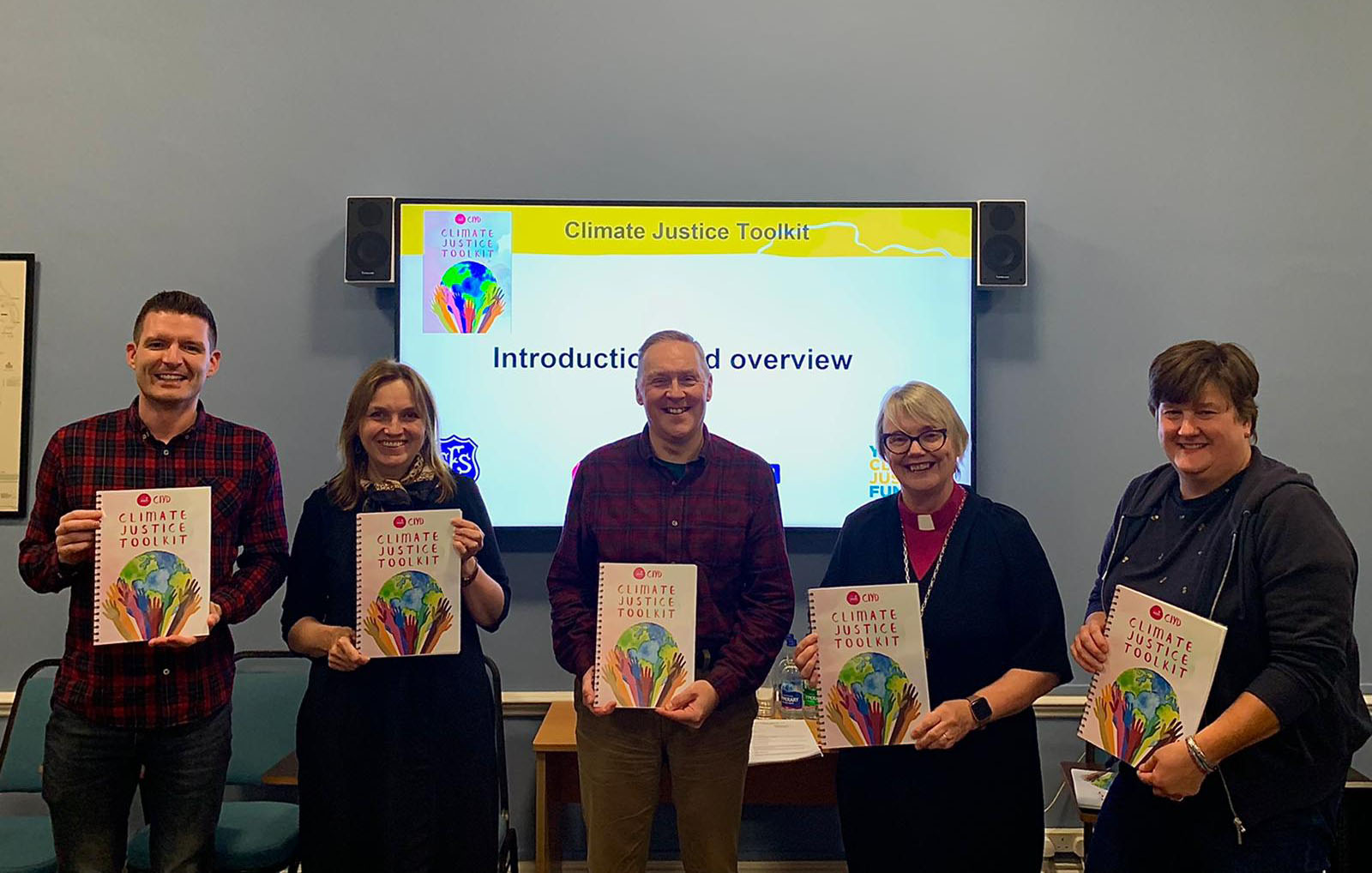Left to right: Simon Henry, National Youth Officer; Emma Lynch; Church and Supporter Relations Co-ordinator, Tearfund Ireland; Steve Grasham, CIYD Youth Ministry Development Officer (Southern Region); Bishop Pat Storey, CIYD President; and Mrs Brigid Barrett, CIYD Chairperson.