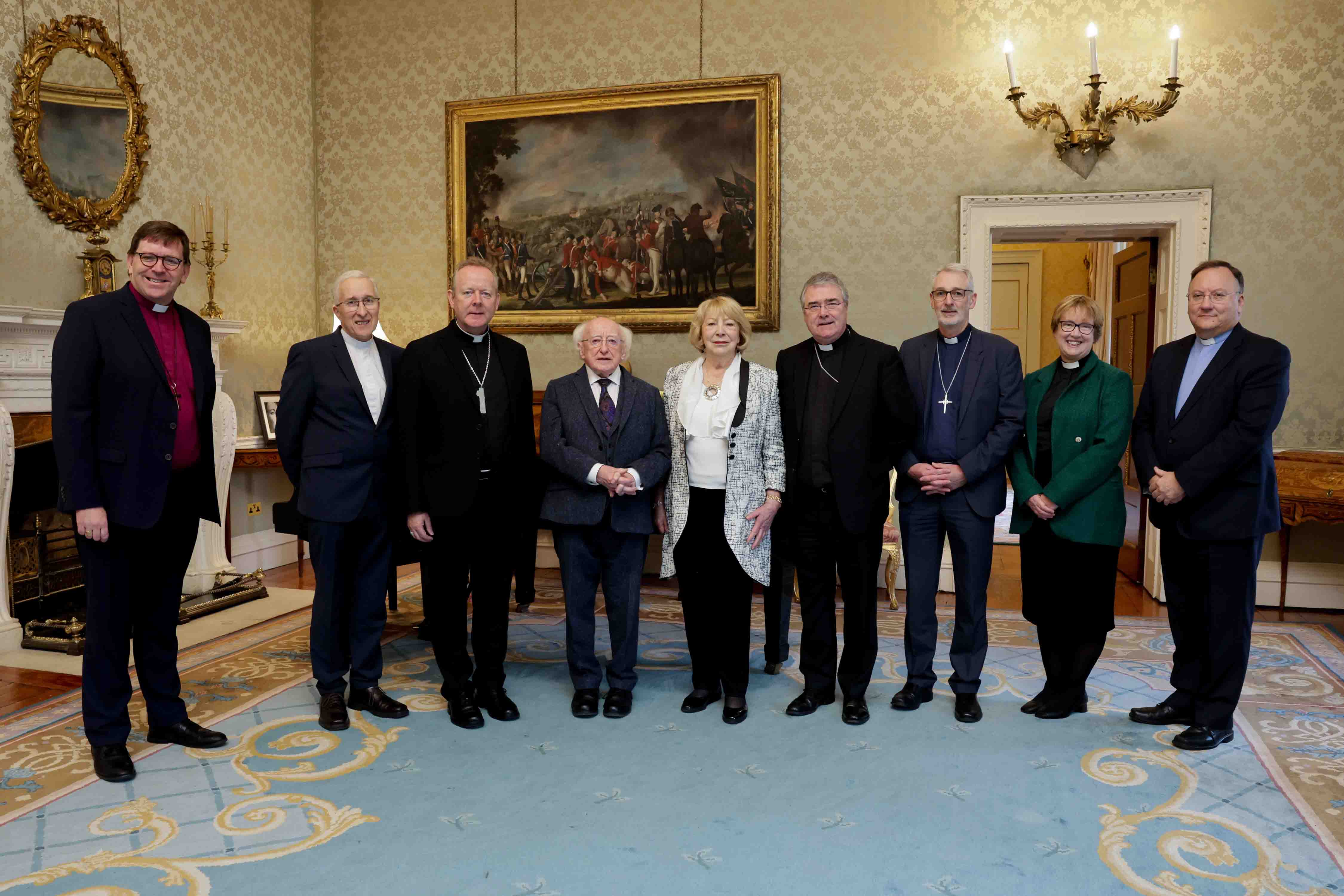 The Church Leaders and Co-Secretaries with President and Mrs Higgins.