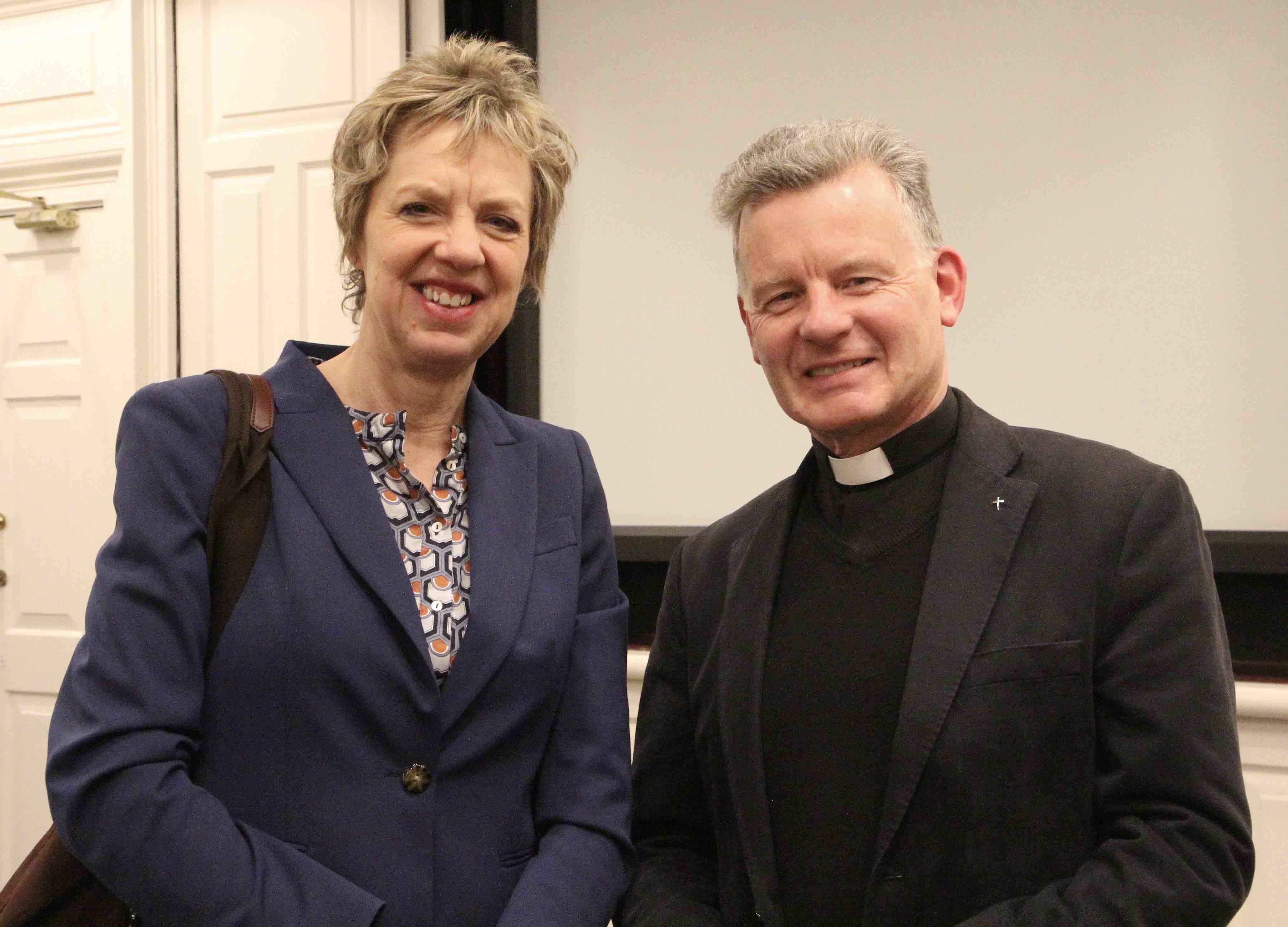 Deputy Ivana Bacik and the Revd Trevor Sargent at the Church in Chains Global Guide launch.